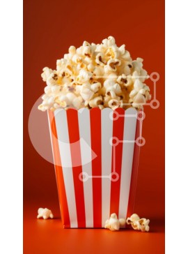 Intra Συλλεκτικό Ξύλινο Παζλ Plywood  4mm - Κουτί ποπ κορν με κόκκινες και λευκές ρίγες Σε Ξύλινο Κουτί - Διαστάσεις: 10x10 cm – 25 κομμάτια