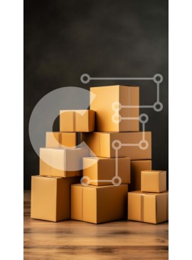 Intra Συλλεκτικό Ξύλινο Παζλ Plywood  4mm - Στοίβα από καφέ χαρτόκουτα σε ξύλινο τραπέζι Σε Ξύλινο Κουτί - Διαστάσεις Puzzle: 10x10 cm – 25 κομμάτια