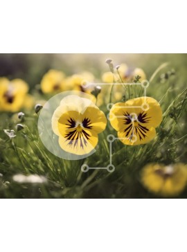 Intra Συλλεκτικό Ξύλινο Παζλ Plywood  4mm - Κίτρινες πανσέδες σε ένα χωράφι με πράσινο γρασίδι Σε Ξύλινο Κουτί - Διαστάσεις: 10x10 cm – 25 κομμάτια