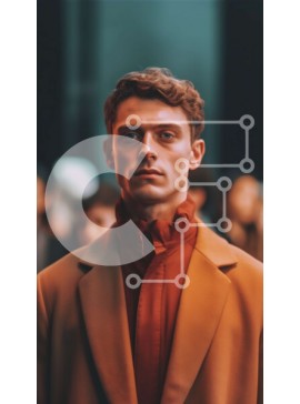 Intra Συλλεκτικό Ξύλινο Παζλ Plywood  4mm - Σοβαρός άνδρας που στέκεται μπροστά σε ένα πλήθος Σε Ξύλινο Κουτί - Διαστάσεις Puzzle: 10x10 cm – 25 κομμάτια