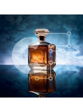 Σετ των 2 Intra Συλλεκτικό Ξύλινο Παζλ Plywood  4mm - Μπουκάλι αλκοόλ στο τραπέζι με την αντανάκλαση του ατόμου Σε Ξύλινο Κουτί - Διαστάσεις: 10x10 cm – 25 κομμάτια