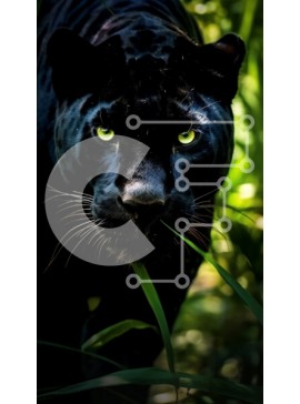 Σετ των 2 Intra Συλλεκτικό Ξύλινο Παζλ Plywood  4mm - Εκπληκτική εικόνα ενός μαύρου πάνθηρα με πράσινα μάτια στη ζούγκλα Σε Ξύλινο Κουτί - Διαστάσεις: 10x10 cm – 25 κομμάτια