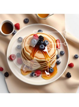 Σετ των 2 Intra Συλλεκτικό Ξύλινο Παζλ Plywood  4mm - Πιάτο τηγανίτες με σιρόπι και μούρα Σε Ξύλινο Κουτί - Διαστάσεις: 10x10 cm – 25 κομμάτια