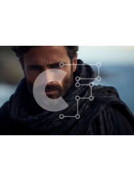 Intra Συλλεκτικό Ξύλινο Παζλ Plywood  4mm - Πορτρέτο ενός σοβαρού άνδρα με γένια και μακριά μαλλιά Σε Ξύλινο Κουτί - Διαστάσεις Puzzle: 10x10 cm – 25 κομμάτια