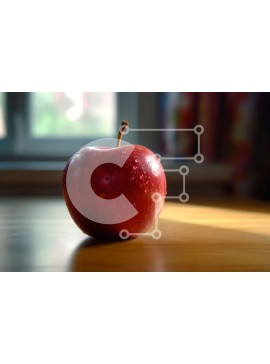 Σετ των 2 Intra Συλλεκτικό Ξύλινο Παζλ Plywood  4mm - Φρέσκο ​​και ζουμερό κόκκινο μήλο σε ένα ρουστίκ ξύλινο τραπέζι Σε Ξύλινο Κουτί - Διαστάσεις: 10x10 cm – 25 κομμάτια