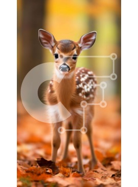 Σετ των 2 Intra Συλλεκτικό Ξύλινο Παζλ Plywood  4mm - Ελαφάκι που στέκεται σε ένα ξέφωτο δάσους που περιβάλλεται από φθινοπωρινά φύλλα Σε Ξύλινο Κουτί - Διαστάσεις: 10x10 cm – 25 κομμάτια