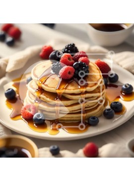 Σετ των 2 Intra Συλλεκτικό Ξύλινο Παζλ Plywood  4mm - Νόστιμες τηγανίτες με φρέσκα μούρα και σιρόπι Σε Ξύλινο Κουτί - Διαστάσεις: 10x10 cm – 25 κομμάτια