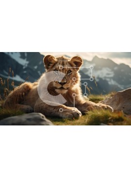 Intra Συλλεκτικό Ξύλινο Παζλ Plywood  4mm - Αξιολάτρευτο λιοντάρι που αναπαύεται σε βραχώδες έδαφος Σε Ξύλινο Κουτί - Διαστάσεις: 10x10 cm – 25 κομμάτια