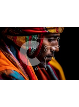 Intra Συλλεκτικό Ξύλινο Παζλ Plywood  4mm - Πορτρέτο ενός άνδρα με πολύχρωμη μαντίλα και σοβαρή έκφραση Σε Ξύλινο Κουτί - Διαστάσεις Puzzle: 10x10 cm – 25 κομμάτια