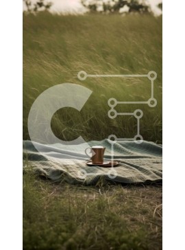 Σετ των 2 Intra Συλλεκτικό Ξύλινο Παζλ Plywood  4mm - Όμορφη σκηνή ηλιοβασιλέματος με μια κουβέρτα και μια κούπα καφέ σε ένα χορταριασμένο χωράφι Σε Ξύλινο Κουτί - Διαστάσεις: 10x10 cm – 25 κομμάτια