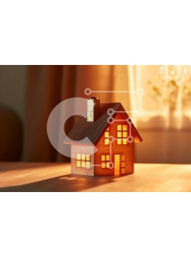 Intra Συλλεκτικό Ξύλινο Παζλ Plywood  4mm - Όμορφη εικόνα ενός μικρού ξύλινου σπιτιού στο ηλιοβασίλεμα Σε Ξύλινο Κουτί - Διαστάσεις Puzzle: 10x10 cm – 25 κομμάτια