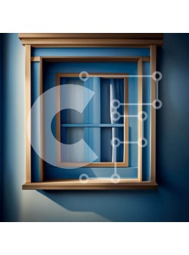 Intra Συλλεκτικό Ξύλινο Παζλ Plywood  4mm - Κομψό εσωτερικό: Μπλε παράθυρο με λευκές κουρτίνες Σε Ξύλινο Κουτί - Διαστάσεις Puzzle: 10x10 cm – 25 κομμάτια