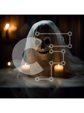 Intra Συλλεκτικό Ξύλινο Παζλ Plywood  4mm - Απόκοσμη εικόνα μιας φαντασμαγορικής φιγούρας με αναμμένα κεριά Σε Ξύλινο Κουτί - Διαστάσεις Puzzle: 10x10 cm – 25 κομμάτια