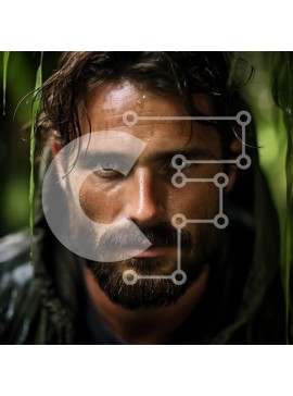 Intra Συλλεκτικό Ξύλινο Παζλ Plywood  4mm - Σοβαρό πορτρέτο ενός άνδρα με γένια και κουκούλα Σε Ξύλινο Κουτί - Διαστάσεις Puzzle: 10x10 cm – 25 κομμάτια