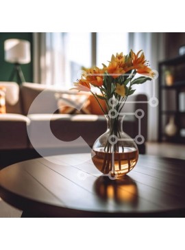 Intra Συλλεκτικό Ξύλινο Παζλ Plywood  4mm - Κομψή διακόσμηση σαλονιού με βάζο με πορτοκαλί λουλούδια σε ξύλινο τραπέζι Σε Ξύλινο Κουτί - Διαστάσεις Puzzle: 10x10 cm – 25 κομμάτια