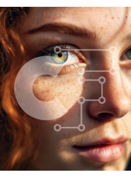 Intra Συλλεκτικό Ξύλινο Παζλ Plywood  4mm - Εκπληκτικό πορτρέτο μιας σοβαρής νεαρής γυναίκας με κόκκινα μαλλιά και πράσινα μάτια Σε Ξύλινο Κουτί - Διαστάσεις Puzzle: 10x10 cm – 25 κομμάτια