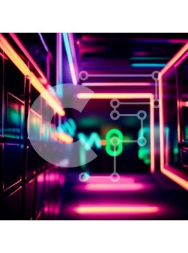 Intra Συλλεκτικό Ξύλινο Παζλ Plywood  4mm - Ρίξτε μια ματιά στον αινιγματικό σκοτεινό διάδρομο με τα φώτα νέον Σε Ξύλινο Κουτί - Διαστάσεις Puzzle: 10x10 cm – 25 κομμάτια