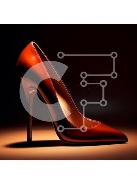 Σετ των 2 Intra Συλλεκτικό Ξύλινο Παζλ Plywood  4mm - Κομψό κόκκινο ψηλοτάκουνο παπούτσι σε σκοτεινή επιφάνεια Σε Ξύλινο Κουτί - Διαστάσεις: 10x10 cm – 25 κομμάτια