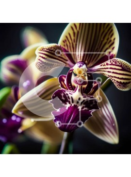 Intra Συλλεκτικό Ξύλινο Παζλ Plywood  4mm - Εκπληκτικό κοντινό πλάνο μιας κίτρινης και λευκής ριγέ ορχιδέας Σε Ξύλινο Κουτί - Διαστάσεις: 10x10 cm – 25 κομμάτια