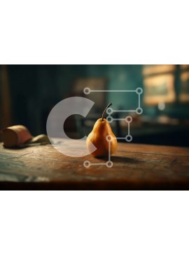 Σετ των 2 Intra Συλλεκτικό Ξύλινο Παζλ Plywood  4mm - Όμορφη εικόνα ενός ώριμου αχλαδιού σε μια άνετη μελέτη Σε Ξύλινο Κουτί - Διαστάσεις: 10x10 cm – 25 κομμάτια