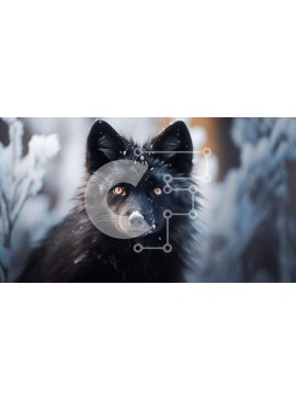 Intra Συλλεκτικό Ξύλινο Παζλ Plywood  4mm - Όμορφη εικόνα ενός μαύρου λύκου σε μια χειμερινή χώρα των θαυμάτων Σε Ξύλινο Κουτί - Διαστάσεις: 10x10 cm – 25 κομμάτια