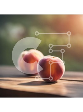 Σετ των 2 Intra Συλλεκτικό Ξύλινο Παζλ Plywood  4mm - Ώριμα ροδάκινα σε ένα ξύλινο τραπέζι Σε Ξύλινο Κουτί - Διαστάσεις: 10x10 cm – 25 κομμάτια