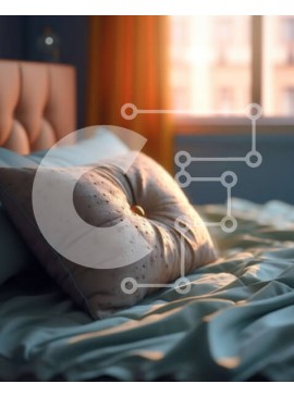 Intra Συλλεκτικό Ξύλινο Παζλ Plywood  4mm - Άνετο και άνετο υπνοδωμάτιο με μπλε κλινοσκεπάσματα και φυσικό φως Σε Ξύλινο Κουτί - Διαστάσεις Puzzle: 10x10 cm – 25 κομμάτια