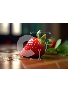 Σετ των 2 Intra Συλλεκτικό Ξύλινο Παζλ Plywood  4mm - Νόστιμη εικόνα μιας φρέσκιας φράουλας σε ένα ξύλινο τραπέζι Σε Ξύλινο Κουτί - Διαστάσεις: 10x10 cm – 25 κομμάτια