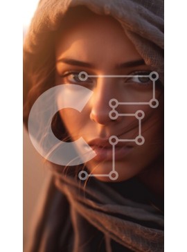 Intra Συλλεκτικό Ξύλινο Παζλ Plywood  4mm - Η κομψή γυναίκα με κουκούλα ποζάρει στην έρημο Σε Ξύλινο Κουτί - Διαστάσεις Puzzle: 10x10 cm – 25 κομμάτια