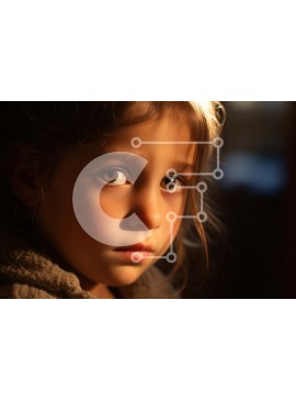 Intra Συλλεκτικό Ξύλινο Παζλ Plywood  4mm - Σοβαρό πορτρέτο ενός νεαρού κοριτσιού με καστανά μαλλιά και καστανά μάτια Σε Ξύλινο Κουτί - Διαστάσεις Puzzle: 10x10 cm – 25 κομμάτια