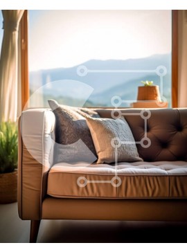 Intra Συλλεκτικό Ξύλινο Παζλ Plywood  4mm - Άνετος καφές δερμάτινος καναπές με θέα στο βουνό Σε Ξύλινο Κουτί - Διαστάσεις Puzzle: 10x10 cm – 25 κομμάτια