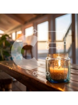 Intra Συλλεκτικό Ξύλινο Παζλ Plywood  4mm - Όμορφη θέα στο ηλιοβασίλεμα από ένα άνετο εσωτερικό με κερί σε γυάλινο βάζο Σε Ξύλινο Κουτί - Διαστάσεις Puzzle: 10x10 cm – 25 κομμάτια