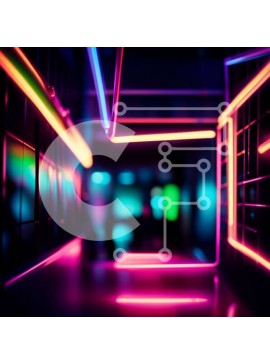 Intra Συλλεκτικό Ξύλινο Παζλ Plywood  4mm - Μυστηριώδης και πολύχρωμη εικόνα ενός σκοτεινού διαδρόμου με φώτα νέον Σε Ξύλινο Κουτί - Διαστάσεις Puzzle: 10x10 cm – 25 κομμάτια