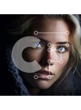 Σετ των 2 Intra Συλλεκτικό Ξύλινο Παζλ Plywood  4mm - Όμορφη ξανθιά γυναίκα με έντονα μπλε μάτια και σοβαρή έκφραση Σε Ξύλινο Κουτί - Διαστάσεις: 10x10 cm – 25 κομμάτια