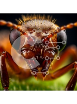 Intra Συλλεκτικό Ξύλινο Παζλ Plywood  4mm - Κοντινό πλάνο του προσώπου του εντόμου με μεγάλα μάτια και γνάθους Σε Ξύλινο Κουτί - Διαστάσεις: 10x10 cm – 25 κομμάτια