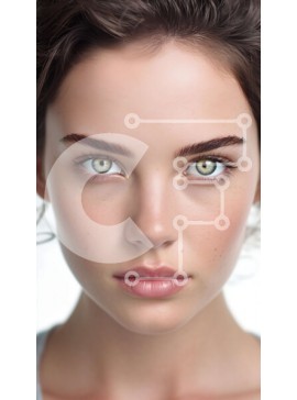 Intra Συλλεκτικό Ξύλινο Παζλ Plywood  4mm - Σοβαρό πορτρέτο νεαρής γυναίκας με σγουρά καστανά μαλλιά και πράσινα μάτια Σε Ξύλινο Κουτί - Διαστάσεις Puzzle: 10x10 cm – 25 κομμάτια