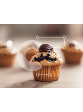 Σετ των 2 Intra Συλλεκτικό Ξύλινο Παζλ Plywood  4mm - Cupcakes και Muffins με μουστάκια και καπέλα Σε Ξύλινο Κουτί - Διαστάσεις: 10x10 cm – 25 κομμάτια