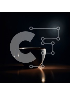 Intra Συλλεκτικό Ξύλινο Παζλ Plywood  4mm - Μινιμαλιστική εικόνα της μαύρης κούπας καφέ σε σκούρο ξύλινο τραπέζι Σε Ξύλινο Κουτί - Διαστάσεις Puzzle: 10x10 cm – 25 κομμάτια