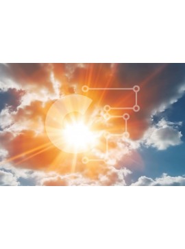 Intra Συλλεκτικό Ξύλινο Παζλ Plywood  4mm - Όμορφη εικόνα του ήλιου που λάμπει μέσα από σύννεφα σε έναν καθαρό μπλε ουρανό Σε Ξύλινο Κουτί - Διαστάσεις Puzzle: 10x10 cm – 25 κομμάτια