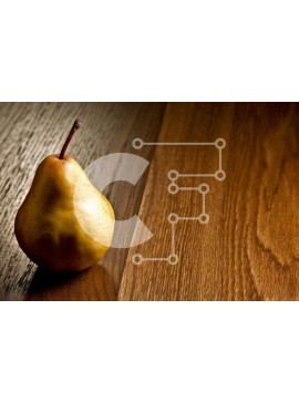 Σετ των 2 Intra Συλλεκτικό Ξύλινο Παζλ Plywood  4mm - Ώριμο κίτρινο αχλάδι σε ένα ξύλινο τραπέζι Σε Ξύλινο Κουτί - Διαστάσεις: 10x10 cm – 25 κομμάτια