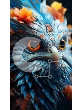 Σετ των 2 Intra Συλλεκτικό Ξύλινο Παζλ Plywood  4mm - Περίπλοκα φτερωτό και πολύχρωμο πουλί με φλοράλ κόμμωση Σε Ξύλινο Κουτί - Διαστάσεις: 10x10 cm – 25 κομμάτια