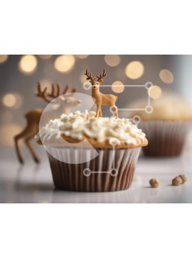 Σετ των 2 Intra Συλλεκτικό Ξύλινο Παζλ Plywood  4mm - Cupcake με ειδώλια ελαφιών και αιθέριο φωτισμό Σε Ξύλινο Κουτί - Διαστάσεις: 10x10 cm – 25 κομμάτια