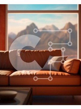 Intra Συλλεκτικό Ξύλινο Παζλ Plywood  4mm - Ευρύχωρο σαλόνι με θέα στο βουνό και δερμάτινο καναπέ Σε Ξύλινο Κουτί - Διαστάσεις Puzzle: 10x10 cm – 25 κομμάτια