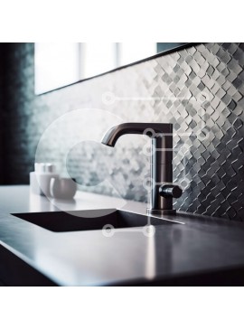 Intra Συλλεκτικό Ξύλινο Παζλ Plywood  4mm - Κομψή και κομψή σχεδίαση μπάνιου με μαύρο νεροχύτη και μαρμάρινο πάγκο Σε Ξύλινο Κουτί - Διαστάσεις Puzzle: 10x10 cm – 25 κομμάτια