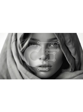 Σετ των 2 Intra Συλλεκτικό Ξύλινο Παζλ Plywood  4mm - Σοβαρή γυναίκα που φοράει πέπλο κοιτάζοντας απευθείας την κάμερα Σε Ξύλινο Κουτί - Διαστάσεις: 10x10 cm – 25 κομμάτια