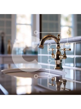 Intra Συλλεκτικό Ξύλινο Παζλ Plywood  4mm - Κομψός νιπτήρας μπάνιου με μαρμάρινη και χρυσή βρύση Σε Ξύλινο Κουτί - Διαστάσεις Puzzle: 10x10 cm – 25 κομμάτια