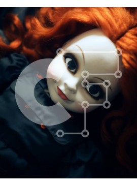 Intra Συλλεκτικό Ξύλινο Παζλ Plywood  4mm - Ευτυχισμένη κούκλα με μακριά κόκκινα μαλλιά ξαπλωμένη στο έδαφος Σε Ξύλινο Κουτί - Διαστάσεις Puzzle: 10x10 cm – 25 κομμάτια