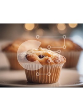 Σετ των 2 Intra Συλλεκτικό Ξύλινο Παζλ Plywood  4mm - Νόστιμα muffins σε ένα άσπρο πιάτο με φρούτα Σε Ξύλινο Κουτί - Διαστάσεις: 10x10 cm – 25 κομμάτια