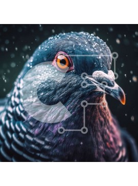 Intra Συλλεκτικό Ξύλινο Παζλ Plywood  4mm - Όμορφη κινηματογράφηση σε πρώτο πλάνο του προσώπου ενός περιστεριού με σταγόνες νερού στα φτερά του Σε Ξύλινο Κουτί - Διαστάσεις: 10x10 cm – 25 κομμάτια