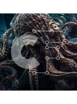 Intra Συλλεκτικό Ξύλινο Παζλ Plywood  4mm - Εκπληκτική εικόνα χταποδιού με μεγάλα πλοκάμια και κορόιδα Σε Ξύλινο Κουτί - Διαστάσεις: 10x10 cm – 25 κομμάτια